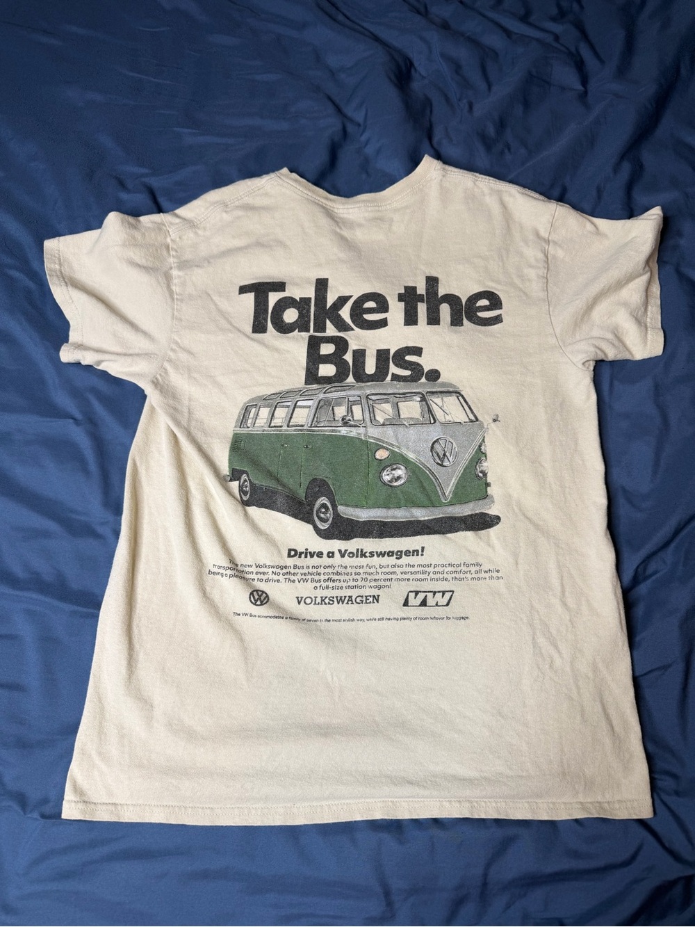 Volkswagen 'Take the Bus' Short Sleeve Tee in Cream